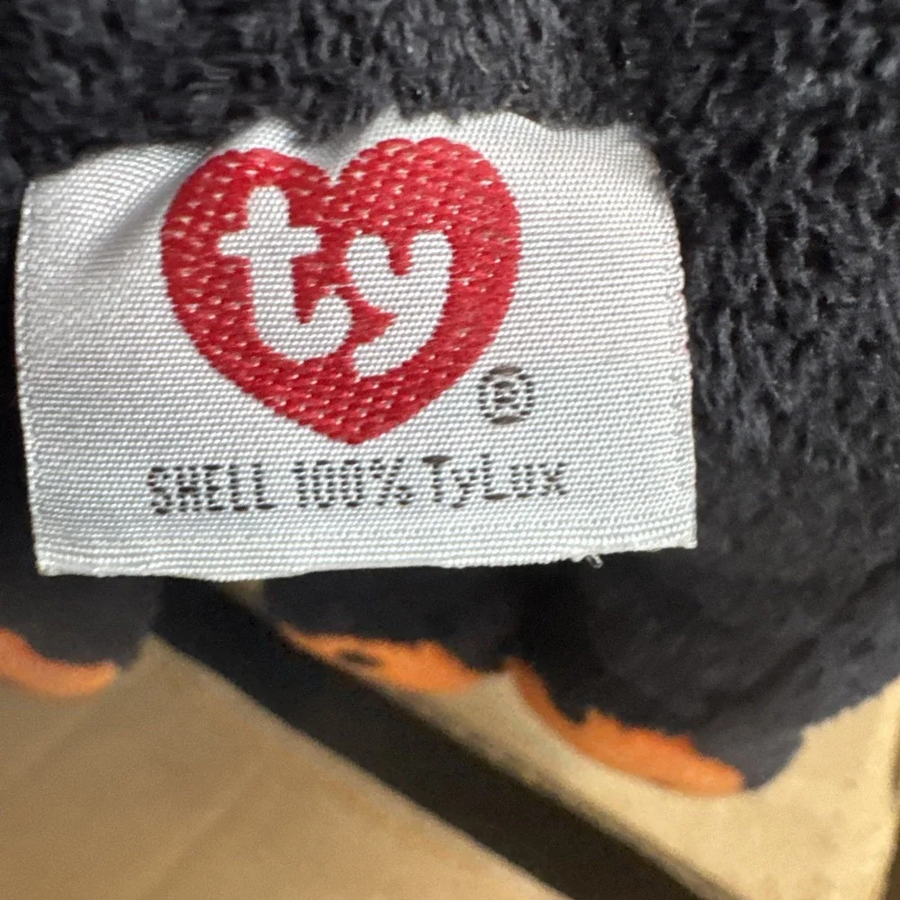 2008‎ Ty Pluffies TRICKERY the Black & Orange Halloween Cat Kitten Plush Tylux